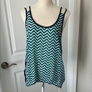Bella D Chevron Patterned Tank Top - Blue and Black